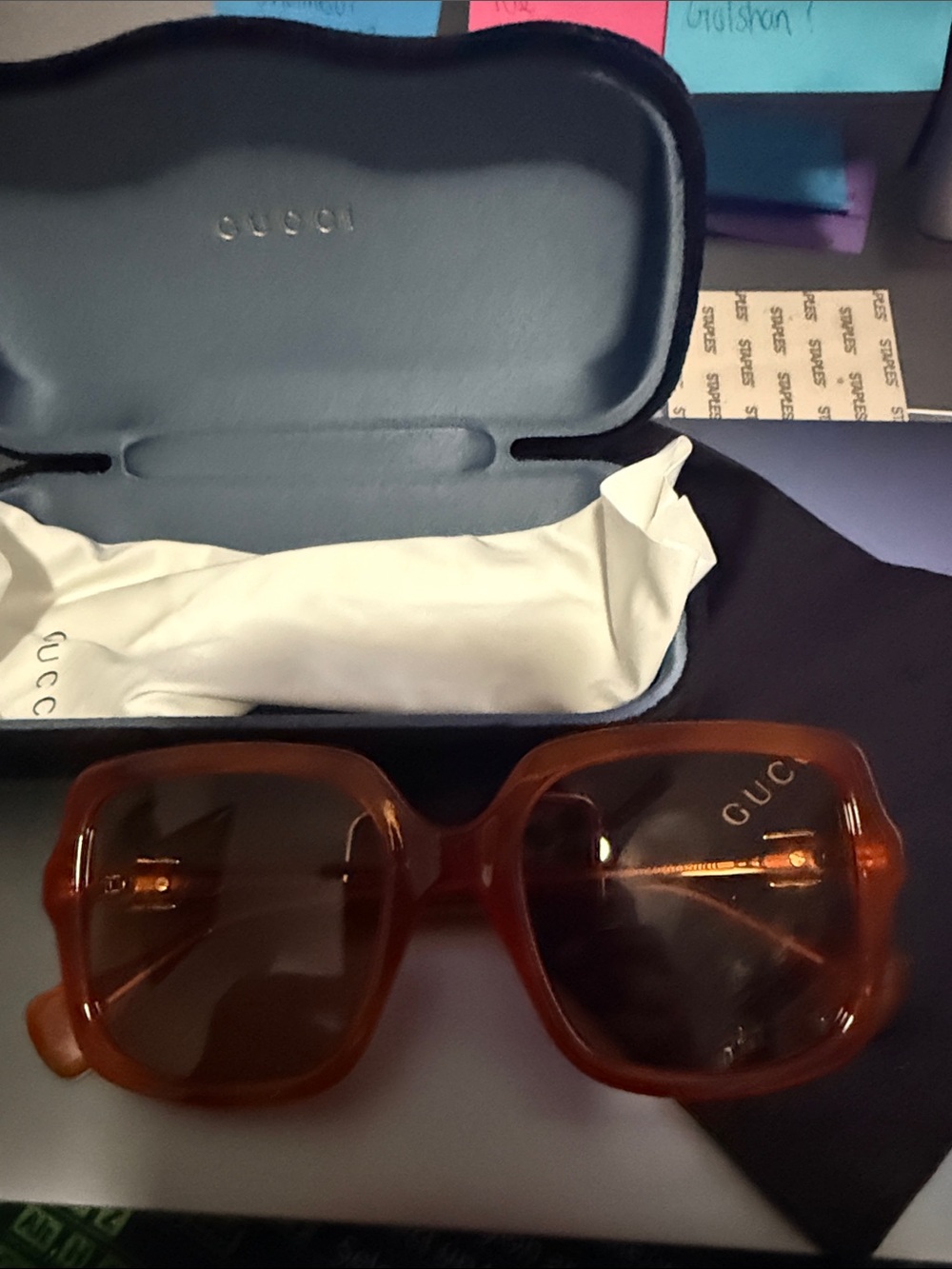 100% Authentic Gucci Brown Square Acetate Sunglasses with Tinted Lenses